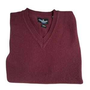 Evergreen Expert Makers Men’s Large Maroon 100% Lambswool V-Neck Sweater Vest